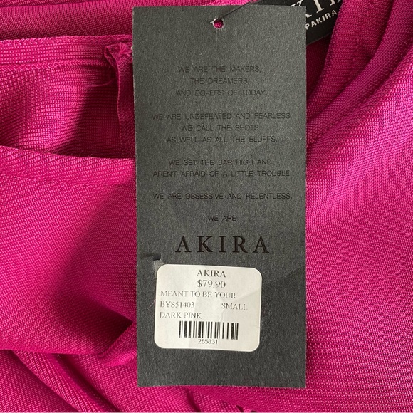 NWT AKIRA Cut Out Bandage Long Sleeve Midi Dress Dark Pink Small - Picture 13 of 16